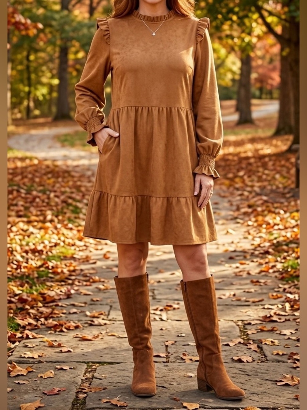 SHEIN Crepe-Back Satin Dress Chocolate Brown L